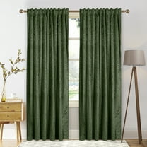 Lapalife 2 Panels Blackout Velvet Curtains, Scroll Floral Pattern Rod Pocket Thermal Insulated Velvet Curtain Drapes for Living Room, 52"x 84", Green