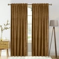 thumbnail image 1 of Lapalife 2 Panels Blackout Velvet Curtains, Scroll Floral Pattern Rod Pocket Thermal Insulated Velvet Curtain Drapes for Living Room, 52"x 96", Gold, 1 of 7