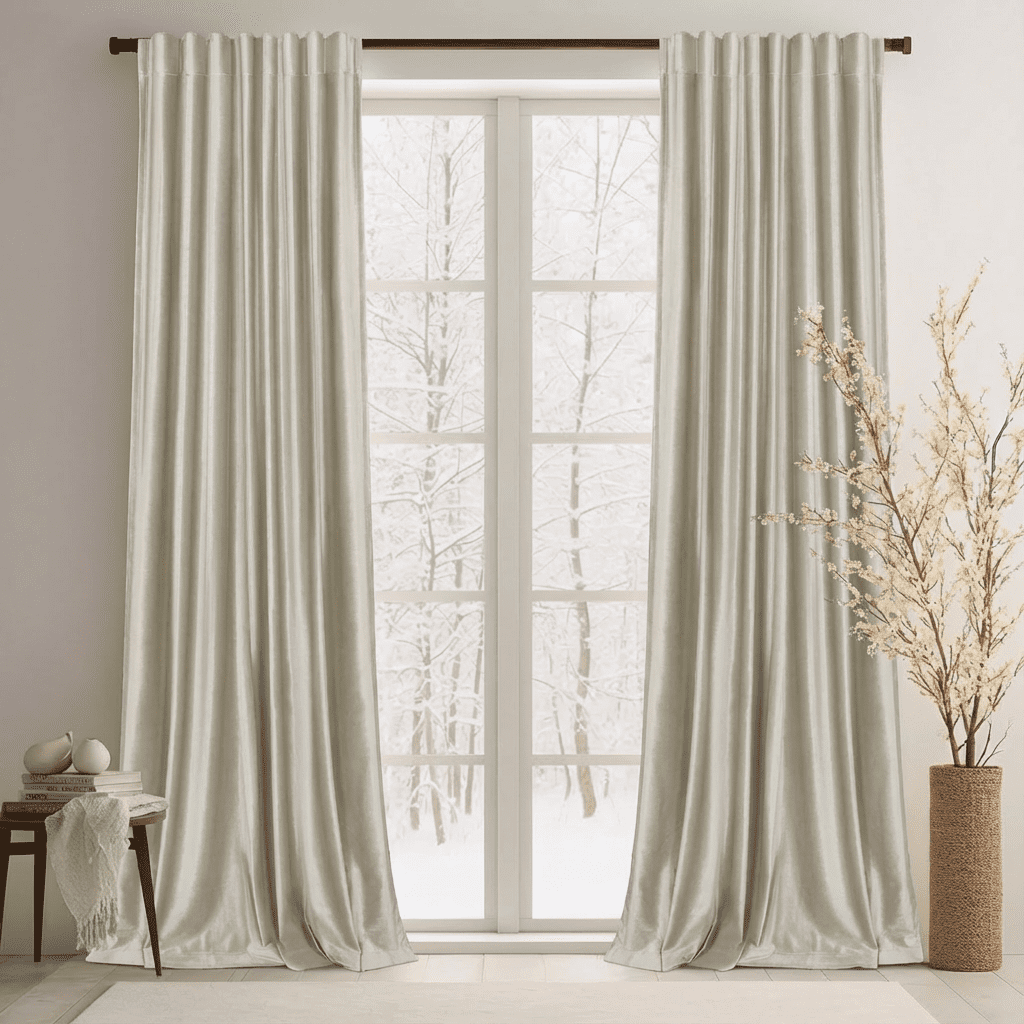 Lapalife 2 Panels Luxury Blackout Velvet Curtains, 84 inches Length Rod Pocket Thermal Insulated Soft Elegant Window Curtains for Bedroom Living Room, Champagne