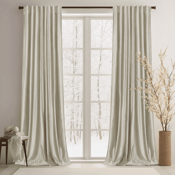 Lapalife 2 Panels Luxury Blackout Velvet Curtains, 84 inches Length Rod Pocket Thermal Insulated Soft Elegant Window Curtains for Bedroom Living Room, Champagne