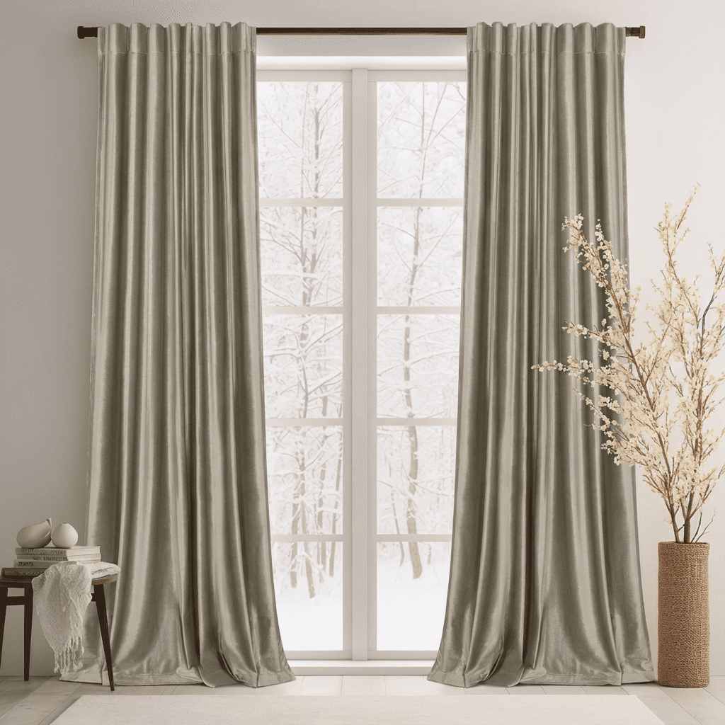 Lapalife 2 Panels Luxury Blackout Velvet Curtains, 84 inches Length Rod Pocket Thermal Insulated Soft Elegant Window Curtains for Bedroom Living Room, Taupe