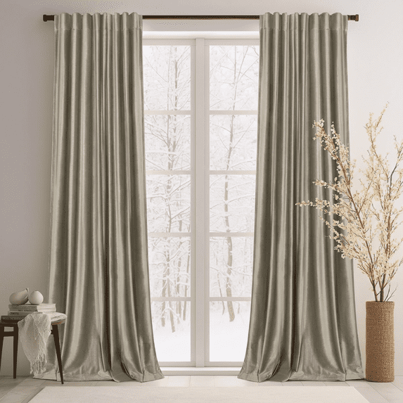 Lapalife 2 Panels Luxury Blackout Velvet Curtains, 84 inches Length Rod Pocket Thermal Insulated Soft Elegant Window Curtains for Bedroom Living Room, Taupe