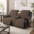thumbnail image 1 of Lapalife 4 Pieces Waterproof Quilted 2-Seat Recliner Slipcover with Console, Non-Slip Reclining Couch Covers for Double Recliner, Furniture Protector for Dogs/Pets with Storage Pockets, Brown, 1 of 8
