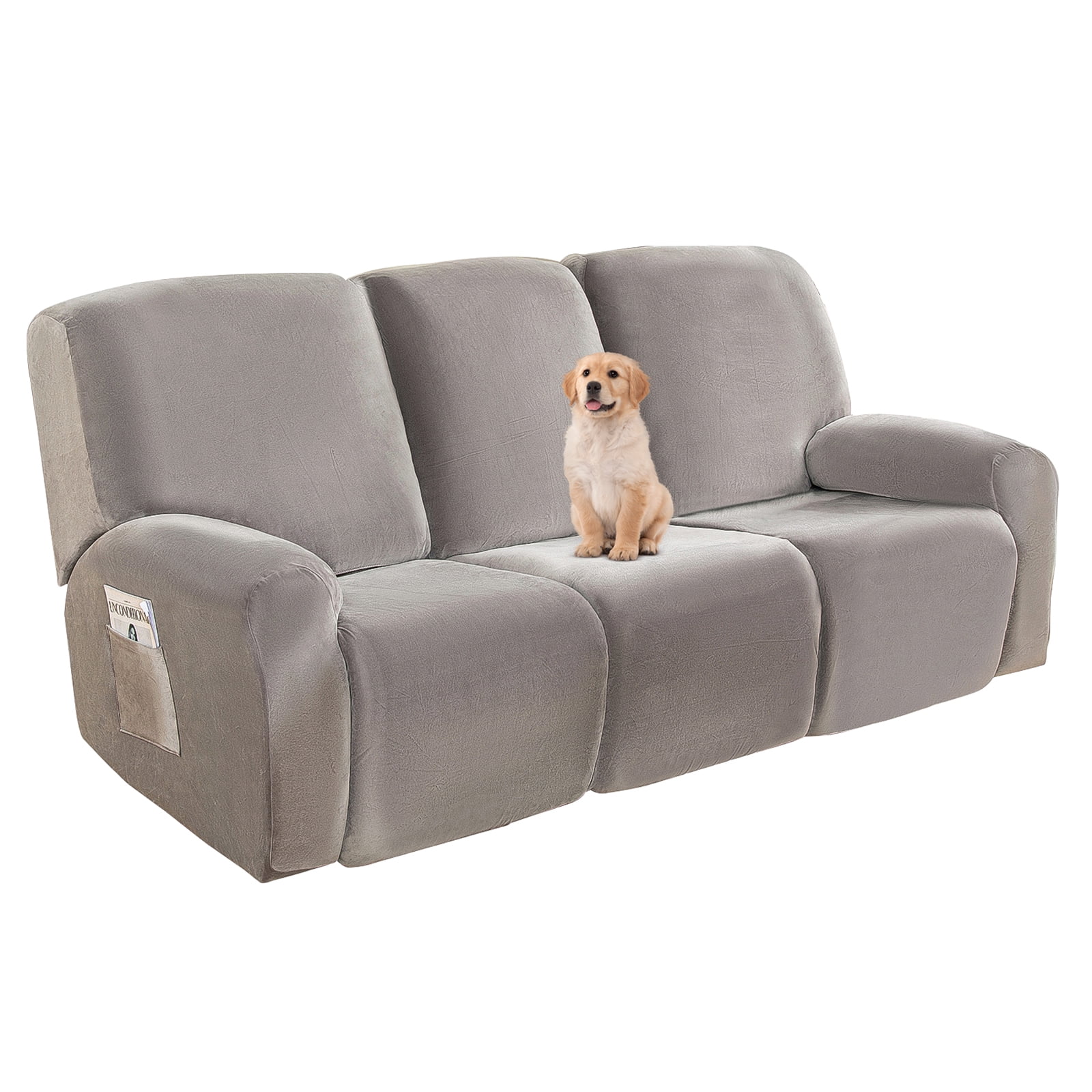 Lapalife 8Pieces Recliner Sofa Covers Velvet Stretch Reclining Couch