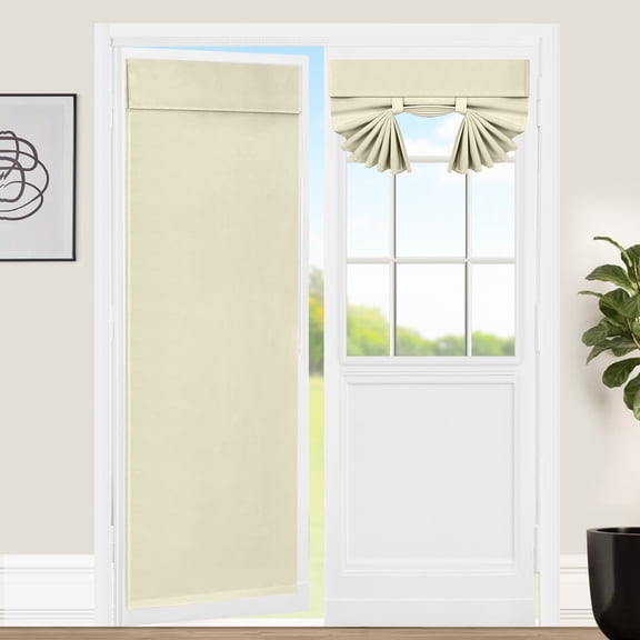 Lapalife Blackout Door Curtain, Thermal Insulated French Door Curtains for Privacy, Tie up Shades Tricia Door Blind, 1 Panel, 26"x 66", Beige