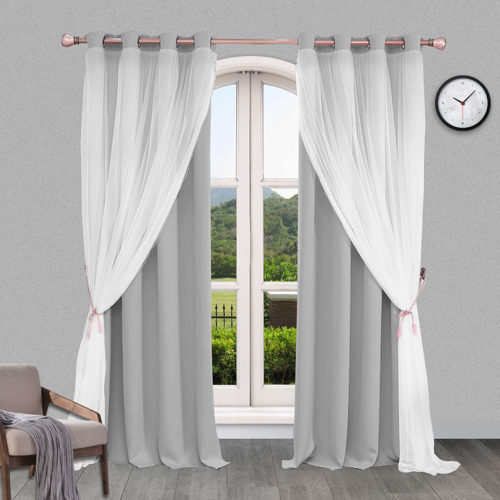 Lapalife Blackout Double Layer Curtains 63inches with Sheer Thermal ...