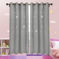 thumbnail image 1 of Lapalife Blackout Star Curtains for Kids Room, Hollow Cut Out Star Grommet Windows Curtains for Nursery, 1 Panel, Silver, 52''x 63'', 1 of 6