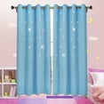 thumbnail image 1 of Lapalife Blackout Star Curtains for Kids Room, Hollow Cut Out Star Grommet Windows Curtains for Nursery, 1 Panel, Sky Blue, 52''x 84'', 1 of 6