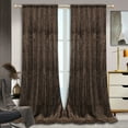 thumbnail image 1 of Lapalife Blackout Velvet Curtains, Scroll Floral Pattern Rod Pocket Thermal Insulated Velvet Curtain Drapes for Living Room, 2 Panels, 52"x 72", Toffee Brown, 1 of 9