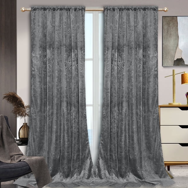Scroll Pattern Velvet Lapalife Blackout Velvet Curtains, Scroll Floral Pattern Rod Pocket ...