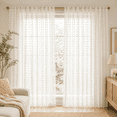 thumbnail image 1 of Lapalife Boho White Sheer Curtains Rod Pocket Pompom Sheer Window Drapes for Bedroom Living Room Wedding Party Backdrop, 52"x 63", 1 Panel, 1 of 9