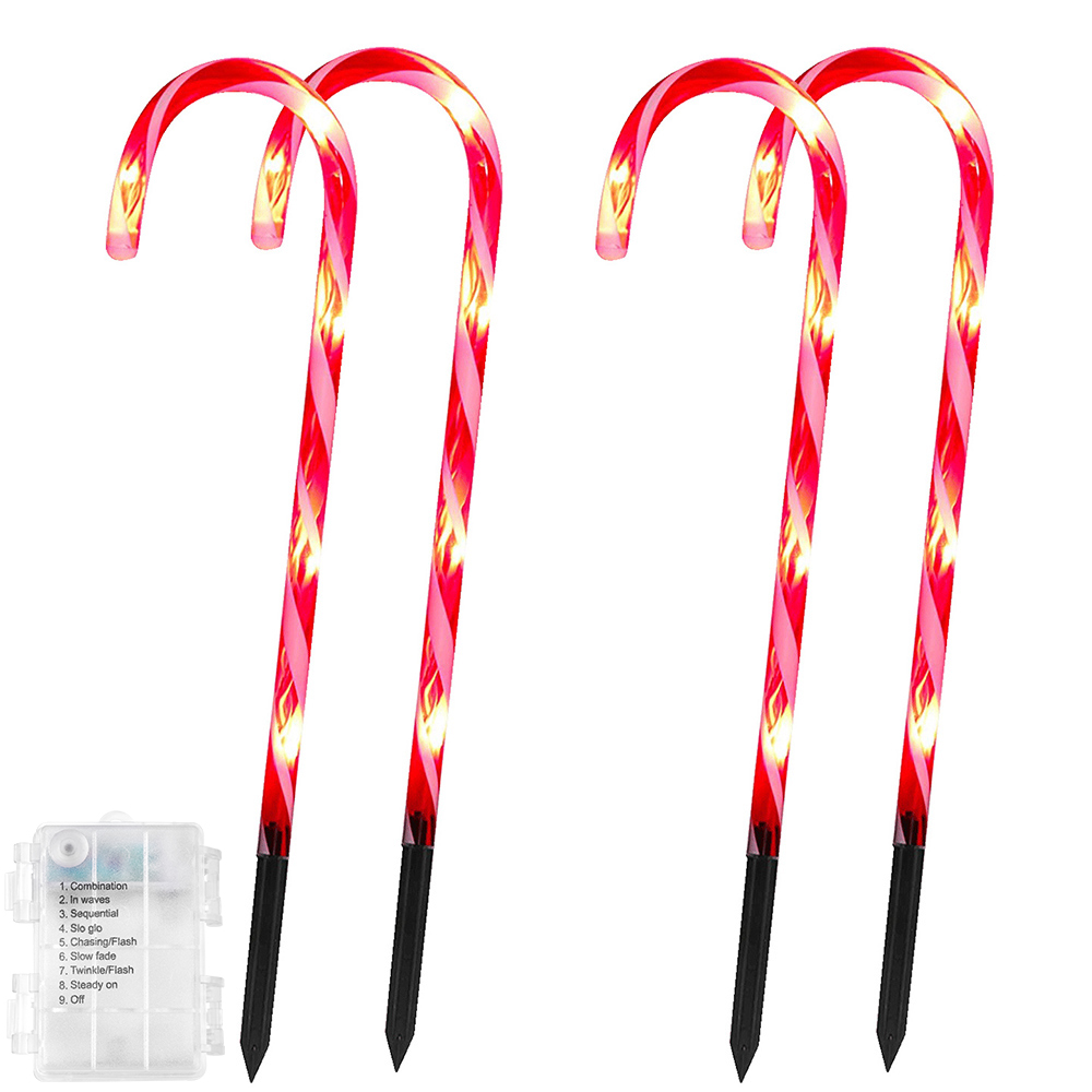 Lapalife Christmas Candy Cane Lights Outdoor, 4 Pack Pathway Marker