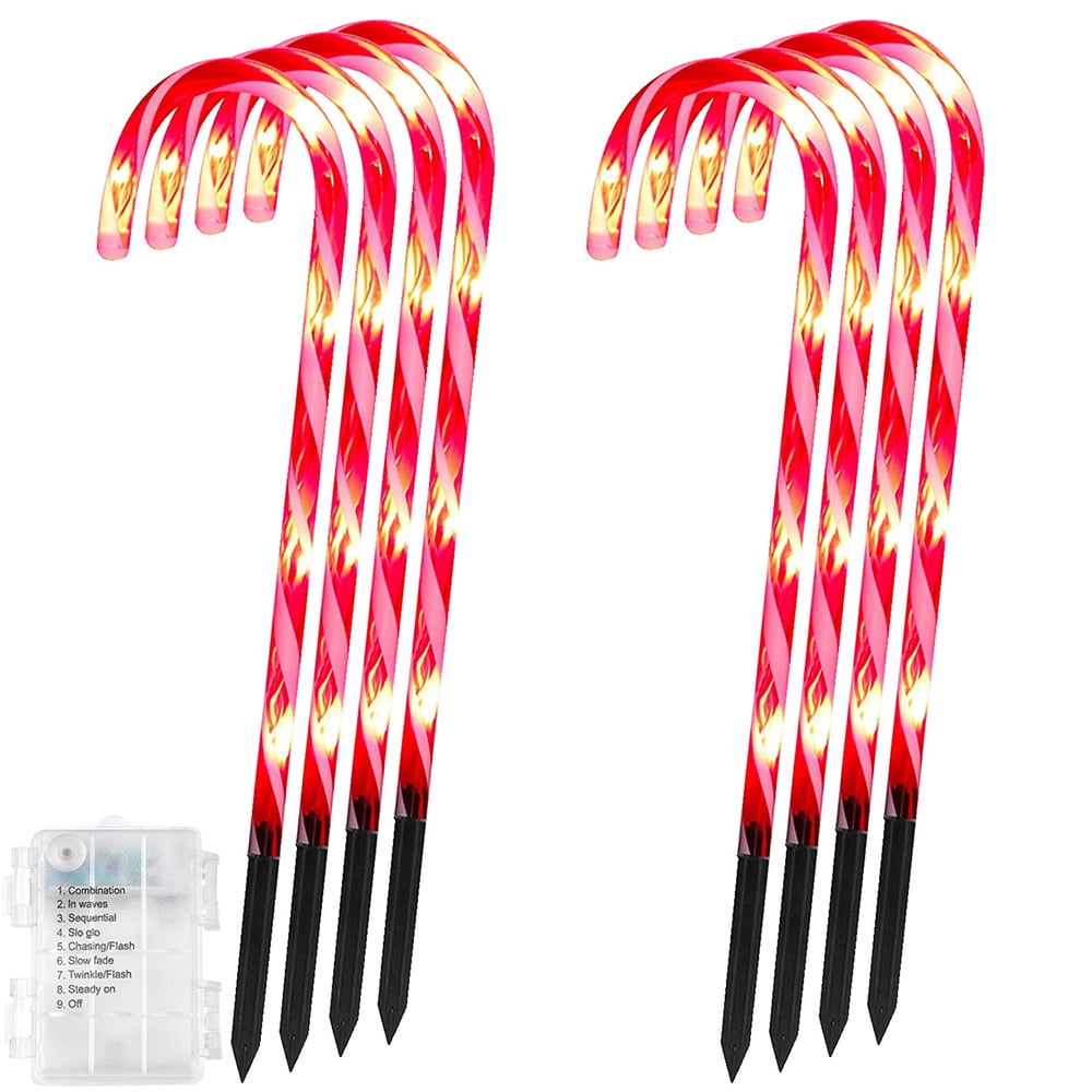 Lapalife Christmas Candy Cane Lights Outdoor, 8 Pack Pathway Marker