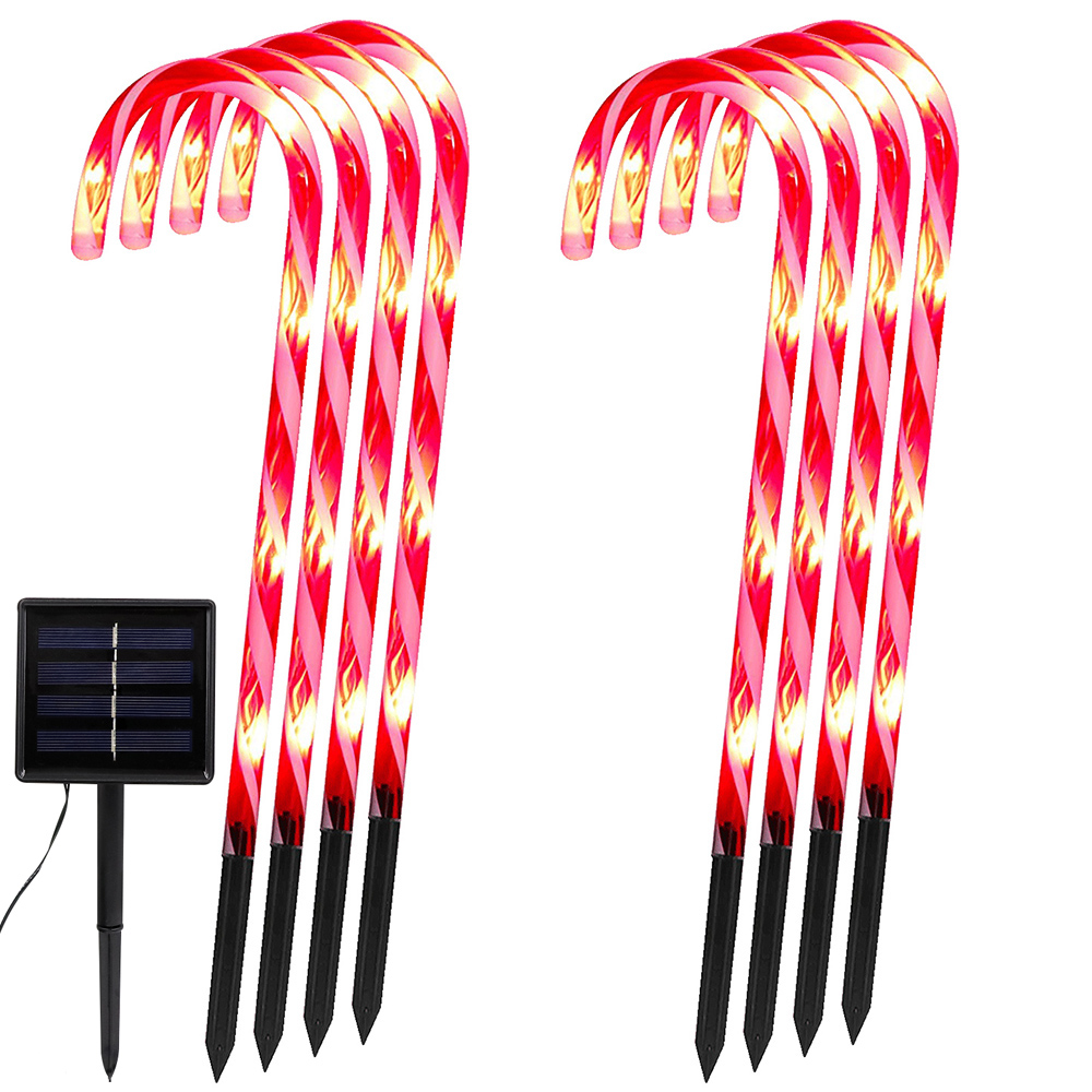 Lapalife Christmas Candy Cane Lights Solar Powered Outdoor, 8 Pack