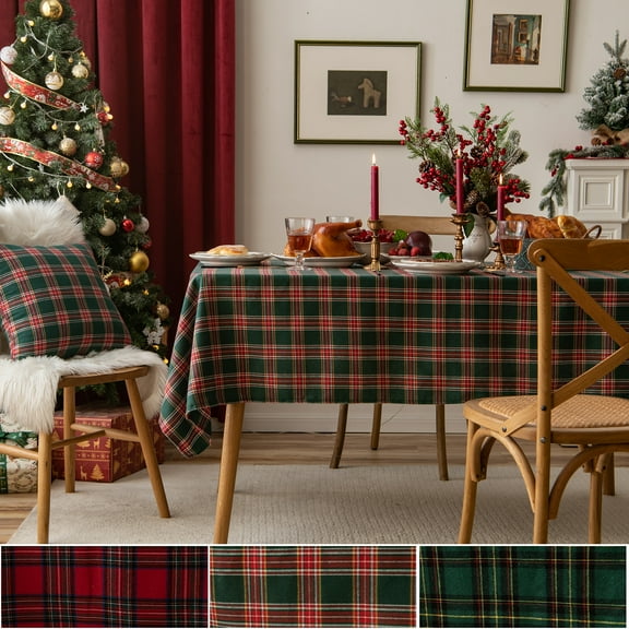 Lapalife Christmas Plaid Rectangle Tablecloth, Tartan Checkered Xmas Table Covers for Home Dining, Parties & Holiday Decor, 55"x 55"