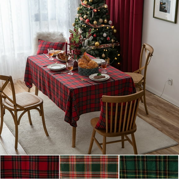 Lapalife Christmas Plaid Rectangle Tablecloth, Tartan Checkered Xmas Table Covers for Home Dining, Parties & Holiday Decor, 55"x 55"