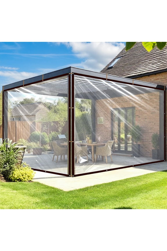 Lapalife Clear Tarp Waterproof, 9.8x 9.8FT Plastic Tarps with Grommets Clear Poly Tarpaulin Tarps for Outdoor Porches Patio Enclosure Roofs Greenhouse Plant Chicken Coop Cover