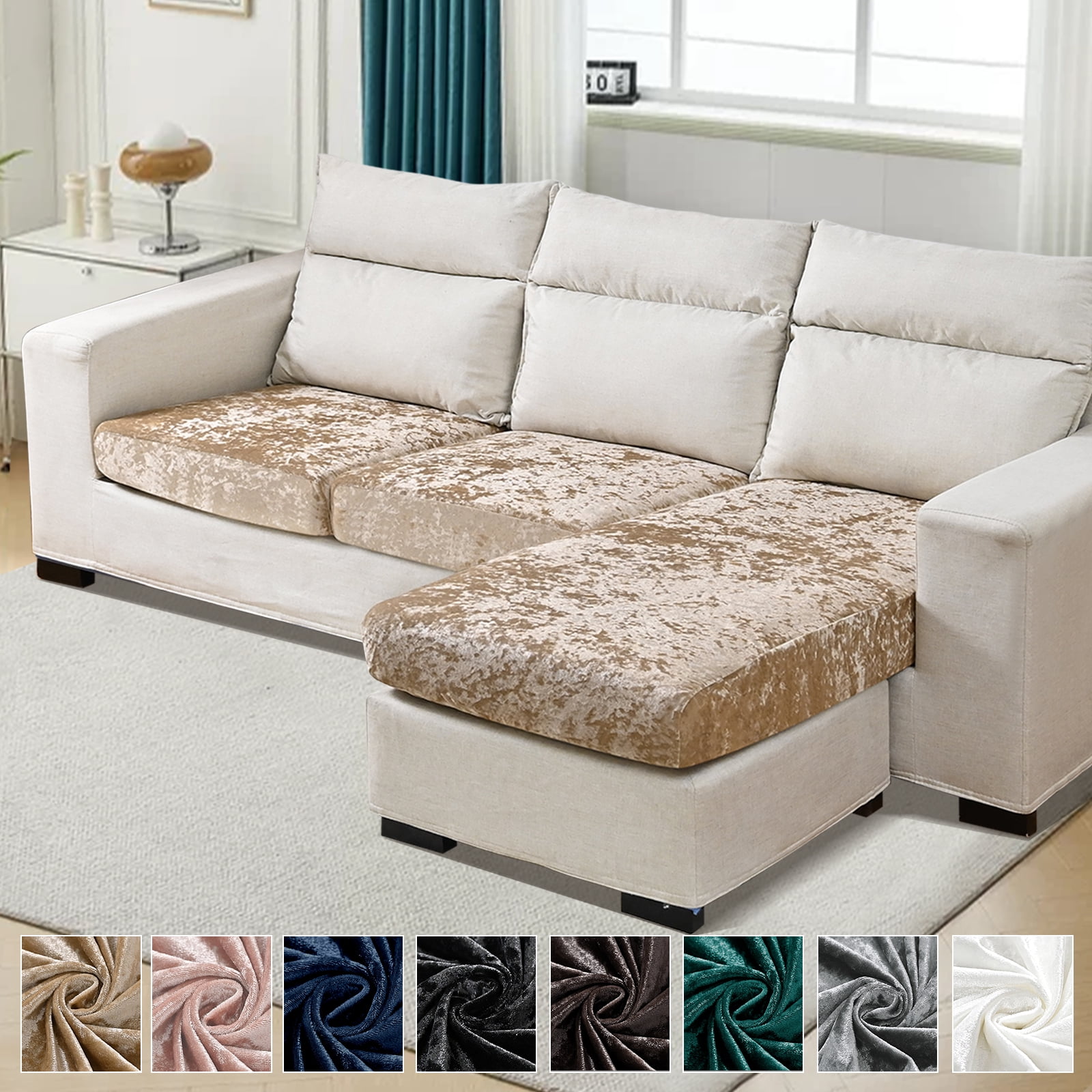 Lapalife Crushed Velvet Sectional Sofa Cover, AntiSlip Couch Cover for Sectional Sofa L Shape