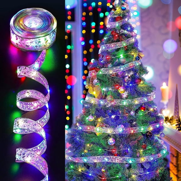 Lapalife Fairy Lights LED Ribbon Christmas Lights, 13FT 40LED String Lights Battery Operated for Christmas Party Xmas Tree Decoration, Multicolor