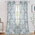 thumbnail image 1 of Lapalife Floral Sheer Curtains, 84 inch Length 2 Panels Brocade Cotton French Farmhouse Light Filtering Window Sheers, Charcoal Grey, 1 of 8