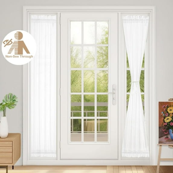 Lapalife French Door Curtains Non-See-Through Sheer Curtains, Rod Pocket Privacy Door Curtains for Doors with Glass Window Kitchen and Patio Door, 25"x 40", 1 Panel