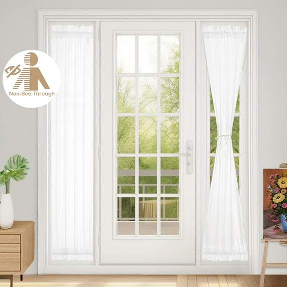 Lapalife French Door Curtains Non-See-Through Sheer Curtains, Rod Pocket Privacy Door Curtains for Doors with Glass Window Kitchen and Patio Door, 52"x 72", 1 Panel