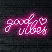 Lapalife Good Vibes Neon Sign Lights, LED Neon Signs for Wall Decor USB Powered with On/Off Switch for Bedroom Party