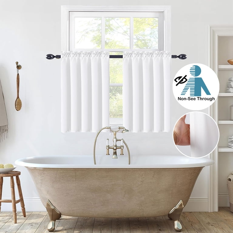 Short Kitchen Curtains, 2PCS 60x45cm Semi-Sheer Net Curtains With Eyelets, For Small Windows, Bathroom, Or Café Style-511459