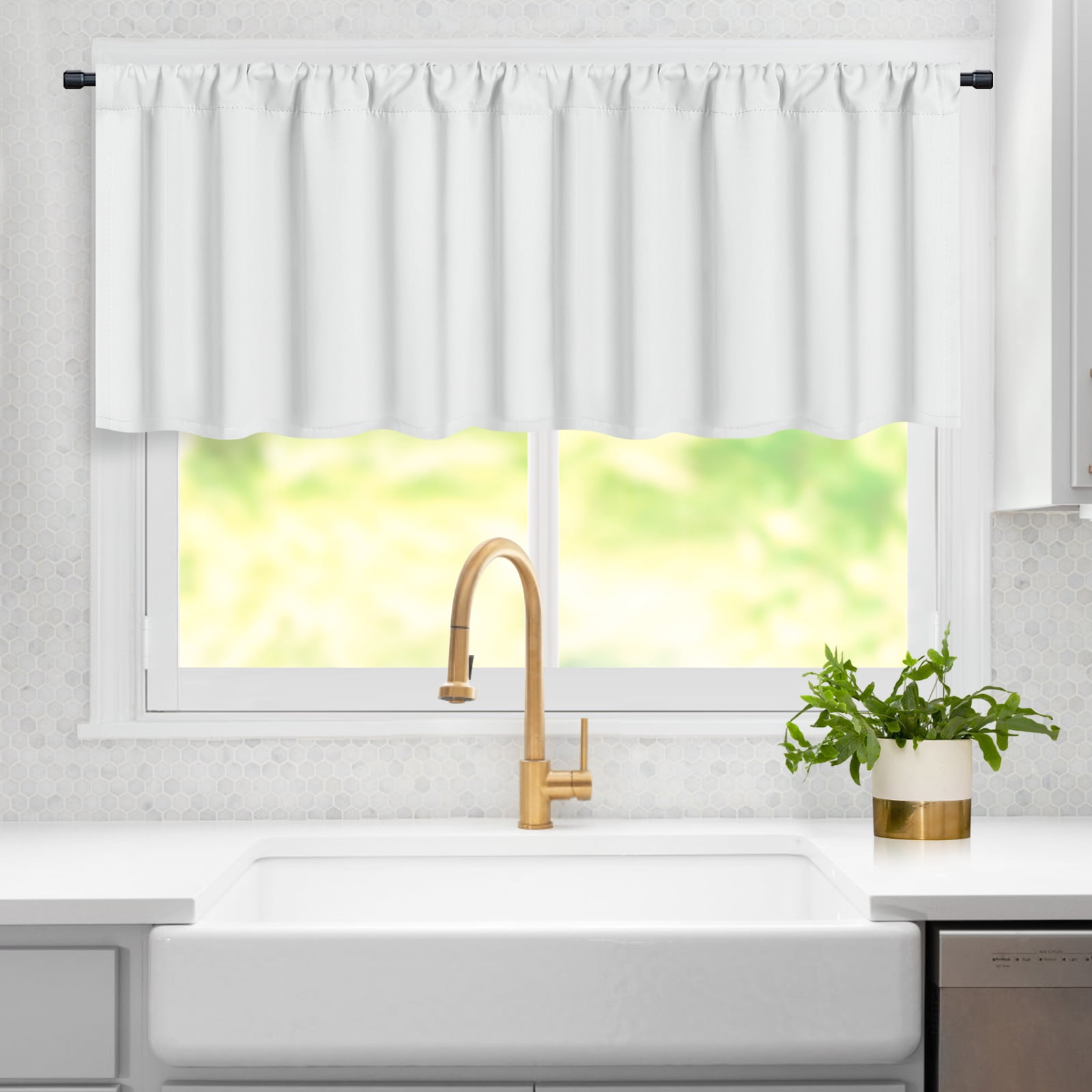 Lapalife Kitchen Valance Farmhouse Window Valance 18 inch Rod Pocket ...