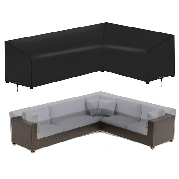 LAPA Life 102" x 75" x 30" Black Patio Sectional Cover, Waterproof