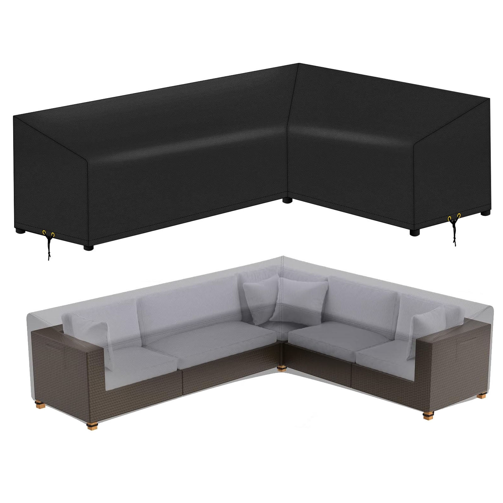 Lapalife L Shape Patio Furniture Covers Waterproof, 420D Oxford Fabric