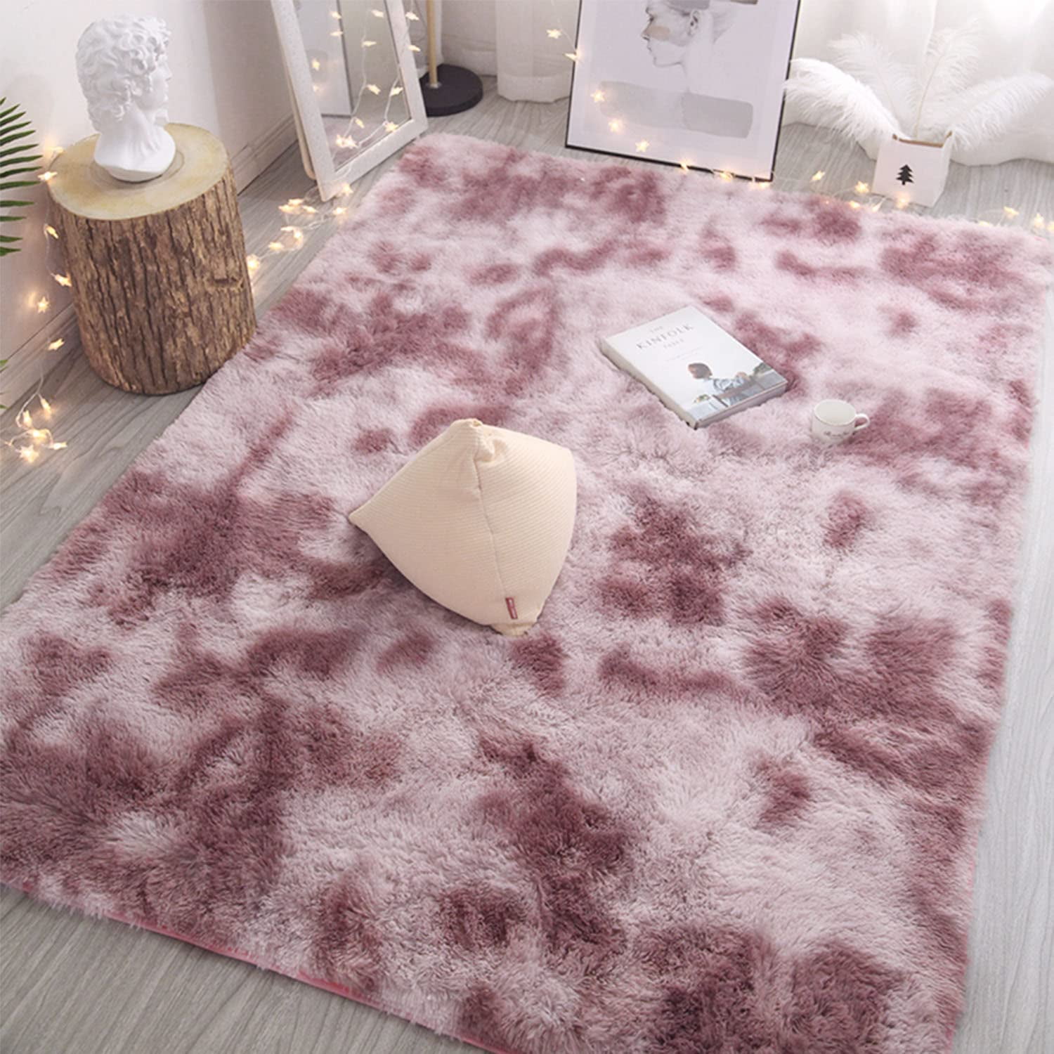 Lapalife Long Faux Fur Shaggy Ombre Area Rug, Fluffy Plush Decorative ...