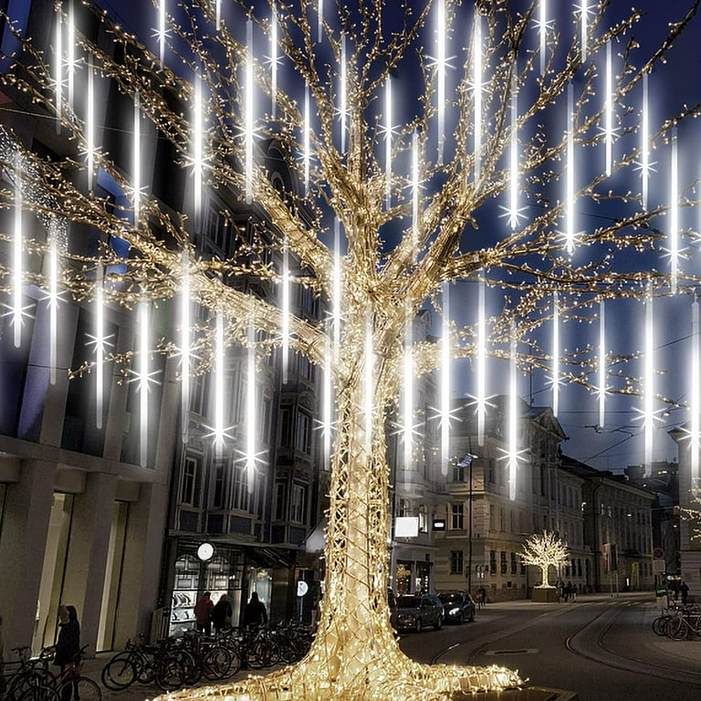 Lapalife Meteor Shower Lights Christmas Lights Outdoor 20inch 8 Tube Falling Rain Lights Icicle Cascading Lights Christmas Tree String Lights for