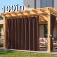 thumbnail image 1 of Lapalife Outdoor Curtain for Patio Waterproof Extra Wide, Tap Top Blackout Curtain Thermal Insulated Drapes, 1 Panel, 100''x 96'', Brown, 1 of 8