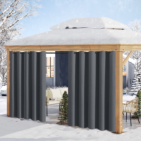 Lapalife Outdoor Curtains for Patio Waterproof W71xL108, Blackout Weighted Outside Curtains Weatherproof UV Resistant Privacy for Porch, Pergola, Dark Gray, 1 Panel