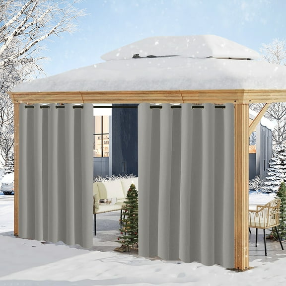 Lapalife Outdoor Curtains for Patio Waterproof W71xL84, Blackout Weighted Outside Curtains Weatherproof UV Resistant Privacy for Porch, Pergola, Light Gray, 1 Panel