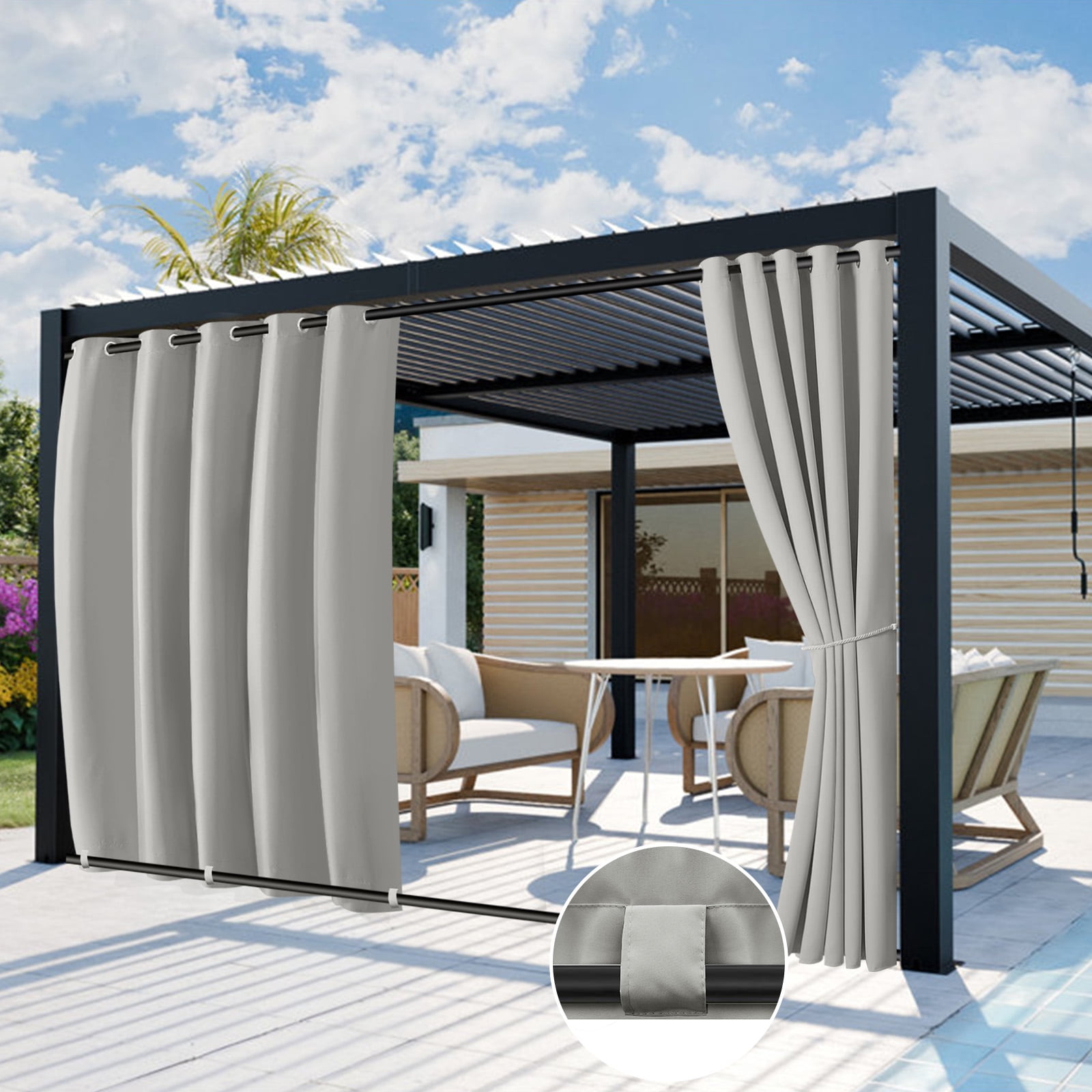 Waterproof Curtains Racking Lapalife Outdoor Curtains for Patio Waterproof 71 x 84 in Windproof ...