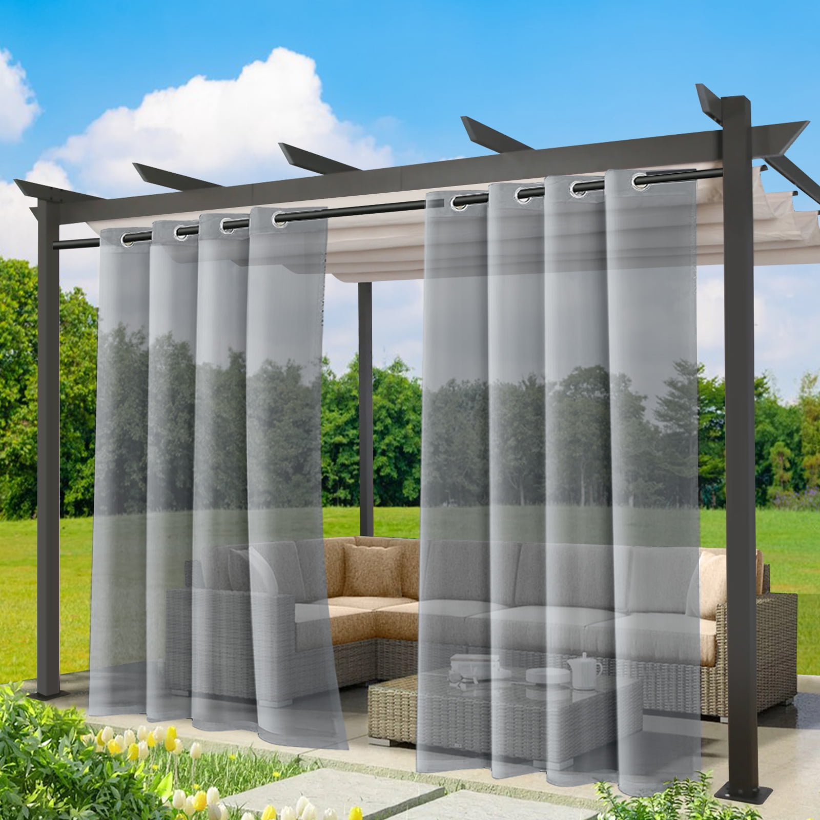 Lapalife Outdoor Sheer Curtains for Patio Waterproof, Breathable ...
