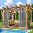 thumbnail image 1 of Lapalife Outdoor Sheer Curtains for Patio Waterproof, Detachable Sticky Tab Top Light Filtering Voile Drape, Weatherproof Privacy Screen for Porch/Pergola/Gazebo, 52 x 96 inch, Light Gray, 1 Panel, 1 of 7