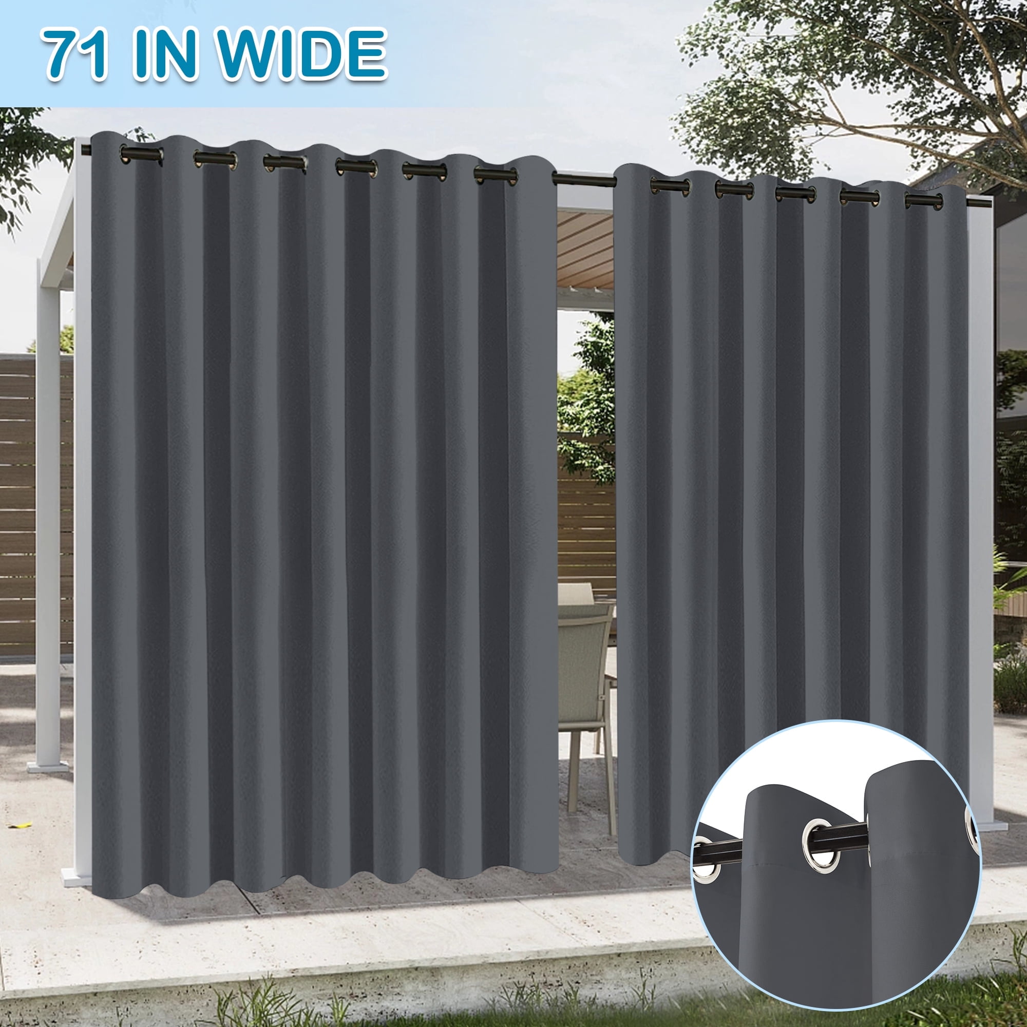 Lapalife Pergola Curtains Outdoor Waterproof W71xL84, Weighted Indoor ...