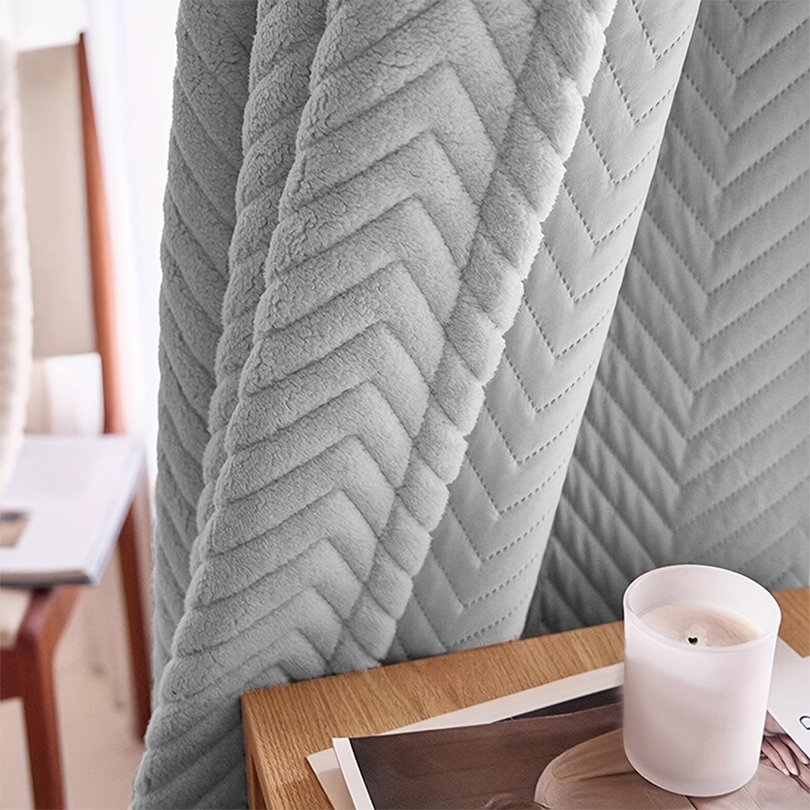 Lapalife Quilted Heavy Duty 100% Blackout Curtain, Thermal Insulated Thick Heat Sound Cold Blocking Winter Curtain for Living Room Bedroom, 1 Panel