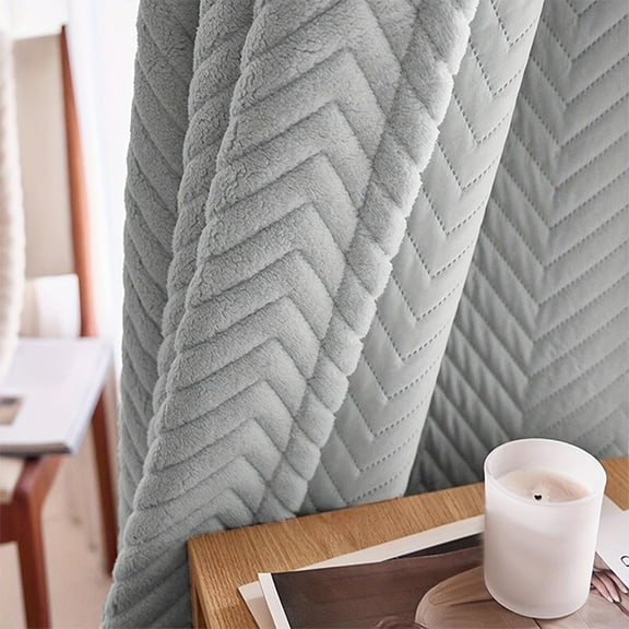 Lapalife Quilted Heavy Duty 100% Blackout Curtain, Thermal Insulated Thick Heat Sound Cold Blocking Winter Curtain for Living Room Bedroom, 1 Panel