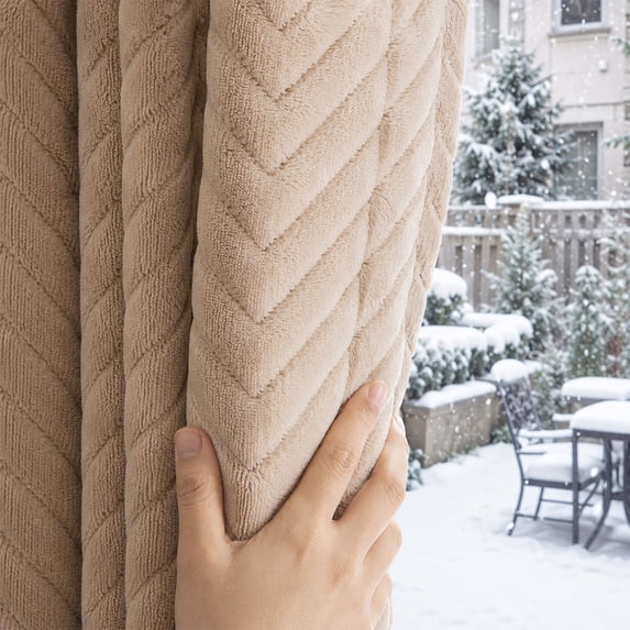 Lapalife Quilted Heavy Duty 100% Blackout Curtain, Thermal Insulated Thick Heat Sound Cold Blocking Winter Curtain for Living Room Bedroom, 1 Panel