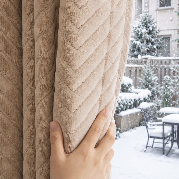 Lapalife Quilted Heavy Duty 100% Blackout Curtain, Thermal Insulated Thick Heat Sound Cold Blocking Winter Curtain for Living Room Bedroom, 1 Panel