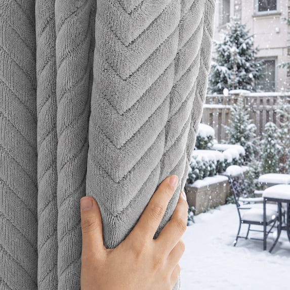 Lapalife Quilted Heavy Duty 100% Blackout Curtain, Thermal Insulated Thick Heat Sound Cold Blocking Winter Curtain for Living Room Bedroom, 1 Panel