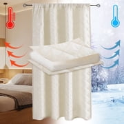 Lapalife Quilted Thermal Insulated Curtain Liner for Winter, Functional Heading Light Heat Sound Cold Blocking Winter Curtain Door Curtain for Living Room Bedro