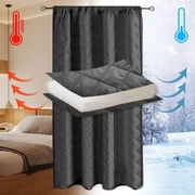 Lapalife Quilted Thermal Insulated Curtain Liner for Winter, Functional Heading Light Heat Sound Cold Blocking Winter Curtain Door Curtain for Living Room Bedro