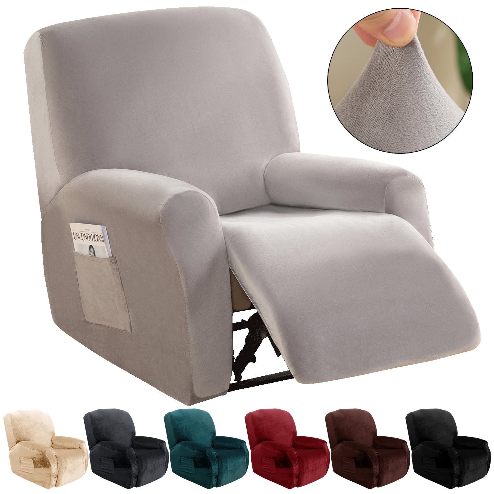 Lapalife Recliner Couch Covers Velvet Plush 4Pieces Recliner Chair