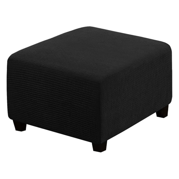 Lapalife Stretch Ottoman Covers Square Ottoman Slipcovers Footstool Cover (XL, Black)