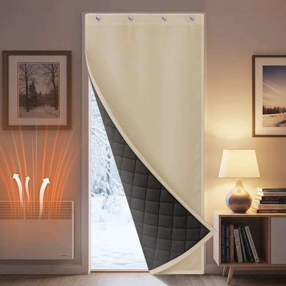 Lapalife Thermal Insulated Door Curtain, Waterproof Quilted Soundproof Windproof Temporary Winter Thicken Cotton Door to Keep Warm